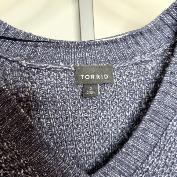 Torrid Waffle Knit Navy Blue V Neck Pullover Sweater Size 2X - Picture 6 of 7